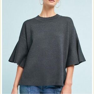 Sunday in Brooklyn Dark Grey Ribbed Knit Top